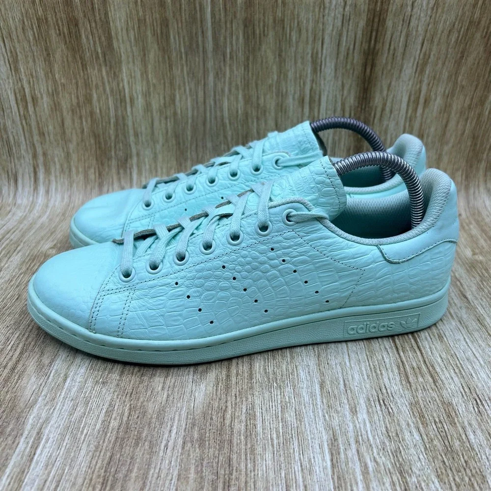 Adidas Stan Smith Women's Size‎ 10 Frozen Mint Green Croc Sneakers Shoes AQ6806
